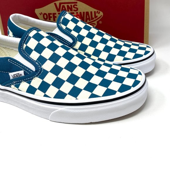Vans Shoes Women's Classic Slip-On Low Top Checkerboard Canvas Blue VN0A33TB9EX - Picture 7 of 11